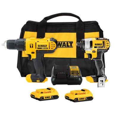 Combo inalámbrico DeWalt DCK222D2-B2 20V: taladro percutor de 1/2" y atornillador de impacto de 1/4"