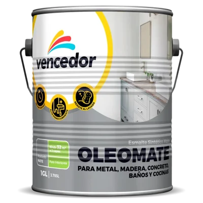 Esmalte Sintético Vencedor Oleomate Mate para Metal, Madera y Concreto
