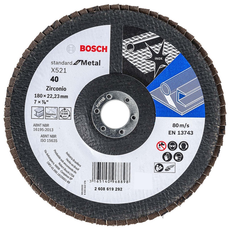 Disco Flap Bosch 7" x 7/8" Grano 40 de Zirconio para Desbaste de Metal