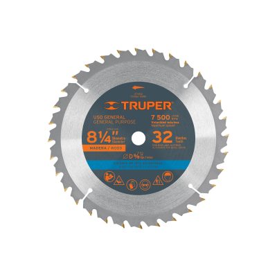 Disco sierra 8-1/4" para madera, 32 dientes centro 5/8", Truper