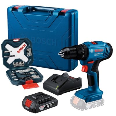 Taladro Percutor Inalámbrico Bosch GSB 183-LI 18V de 1/2" con Set de Accesorios