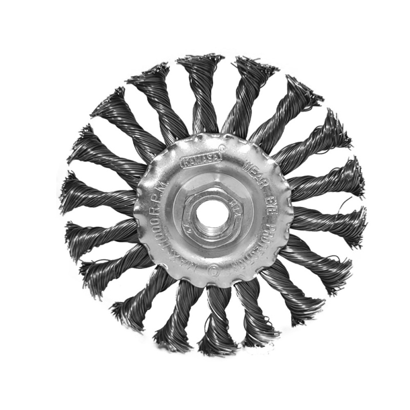 Carda Trenzada Kamasa KM1597 4 1/2" Rosca M14 para Amoladora