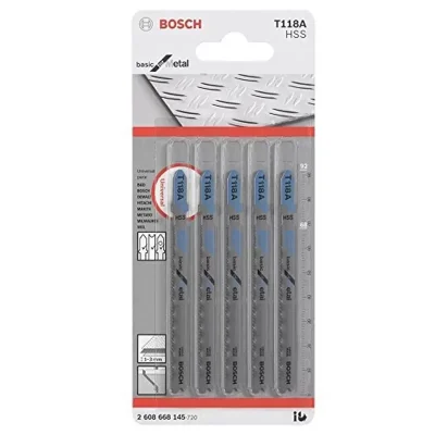 Hojas de Sierra Caladora Bosch T118A HSS para Corte Fino en Metal (5 unidades)