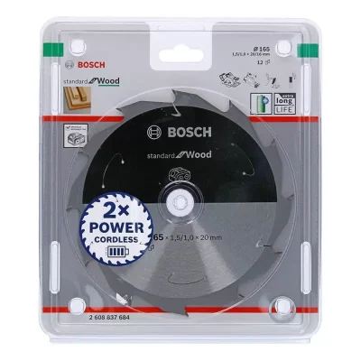 Disco de sierra circular para madera Bosch 2608.837.684-000 de 6-1/2" (165 mm) 12 dientes