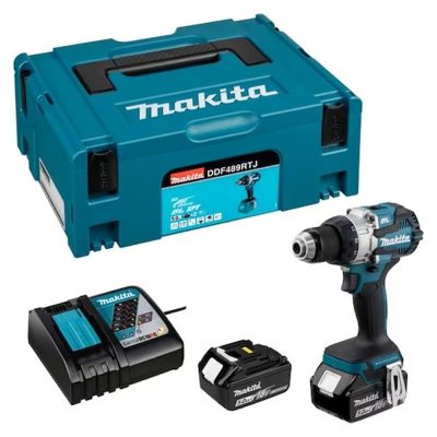Taladro atornillador inalámbrico 1/2" 18V brushless Makita DDF489RTJ con 2 baterías y maletín