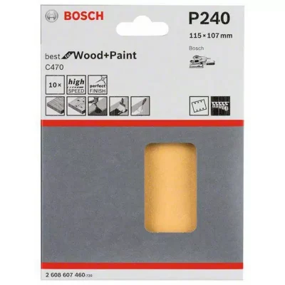 Lija Bosch 1/4 de Pliego Grano 240 para Lijadora Orbital x10