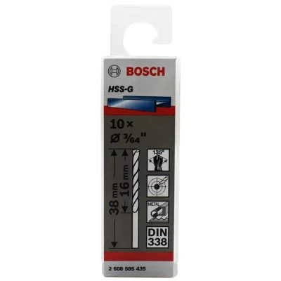 Broca para Metal Bosch HSS-G X10U 1,2 mm (3/64"), Pack 10 Unidades