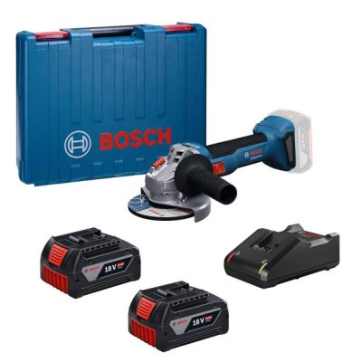 Amoladora Angular Inalambrica Bosch GWS 18V-8 Brushless 5" con 2 Baterias 4,0 Ah y Cargador