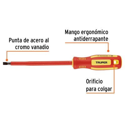 Desarmador Plano Aislado 1/4" x 6" Truper 102243