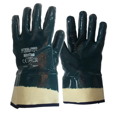 Guante Steelpro Nitritop Baño de Nitrilo Azul Puño Cerrado Liso (NT111C)