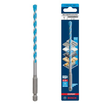 Broca Multiconstrucción Bosch HEX-9 de 6 mm con Vástago Hexagonal 1/4"
