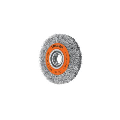 Carda alambre ondulado 6" x 13/16" para esmeril, TRUPER