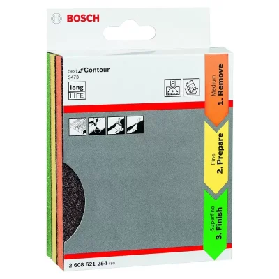 Kit de 3 Esponjas Abrasivas Bosch 2608.621.254-000 para Contornos (Medio, Fino y Superfino)