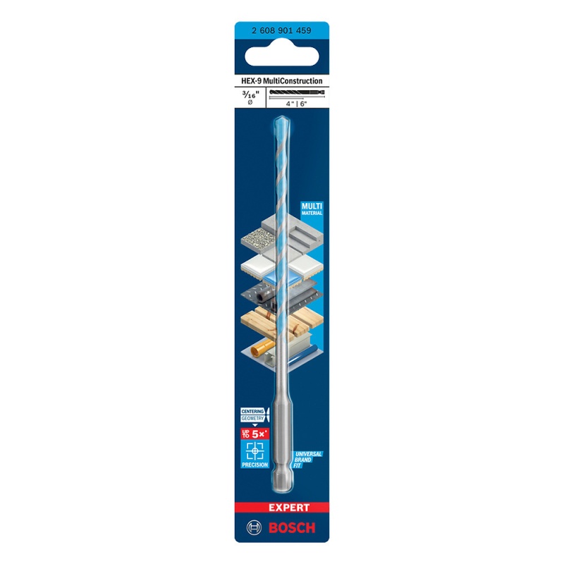 Broca Multipropósito Bosch Expert MultiConstruction HEX-9 de 3/16" x 4" x 6"
