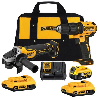 Combo DeWalt DCK248P1-K7 20V XR: taladro percutor de 1/2", amoladora de 4 1/2" brushless y 3 baterías