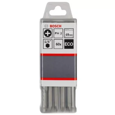 Puntas de Atornillar Bosch Phillips PH2 Extra Hard 50 mm en Caja de 60 Unidades