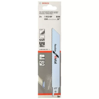 Hoja de Sierra Sable Bosch S 922 BF Bimetálica para Metal (2 piezas)
