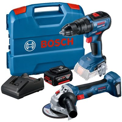 Combo Bosch 18V Taladro Percutor GSB 18V-50 + Esmeril Angular GWS 180-LI + Batería 5.0Ah