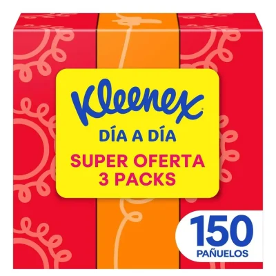 Pañuelos Faciales Kleenex Día a Día 3 x 50 (150 unidades)