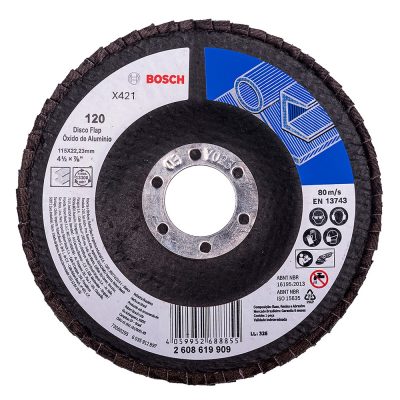 Disco Flap Bosch 2608.619.909-000 de 4 1/2" Grano 120 para Acabado en Metal