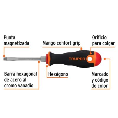 Desarmador Plano Truper 100831 3/16" x 3"