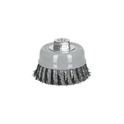 Carda copa 4" alambre trenzado grueso, Multi-rosca, TRUPER