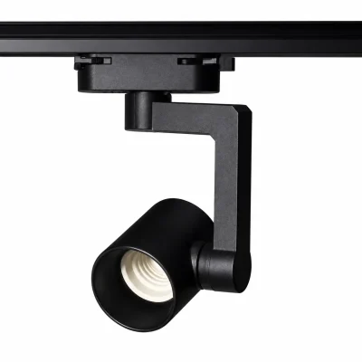 Base spot para riel electrificado con casquillo E27 para foco PAR30 NUVORA