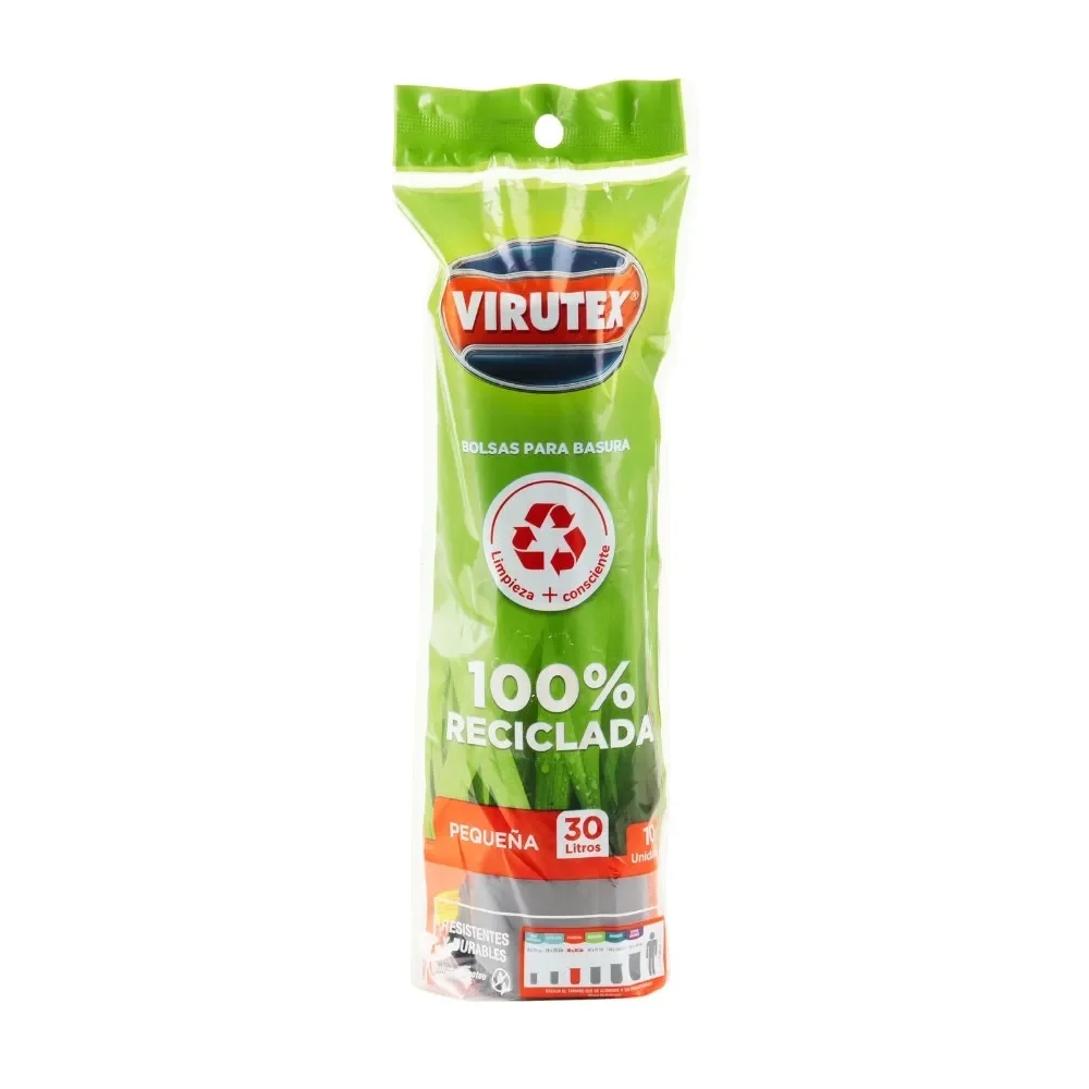 Bolsa de Basura Rollo Negra Virutex 30L (x10 unidades)