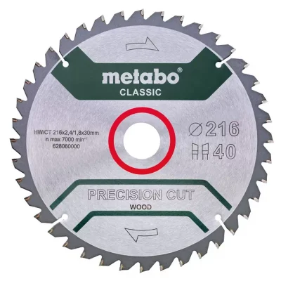 Disco de Sierra para Madera Metabo 8-1/2" 40 Dientes Precision Cut Wood Classic