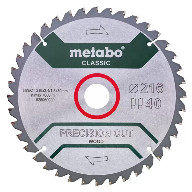 Disco de Sierra para Madera Metabo 8-1/2" 40 Dientes Precision Cut Wood Classic