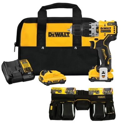 Taladro percutor inalambrico DeWalt DCD706F2-K5 3/8" 12V brushless con 2 baterias y cinturon portaherramientas
