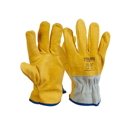 Guante de Cuero Driver Amarillo (vaqueta bovina, tipo ingeniero) Steelpro
