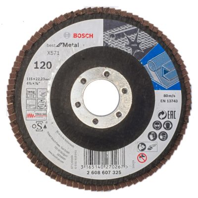 Disco Flap Bosch 4 1/2" Grano 120 de Zirconio para Metal y Acero Inoxidable