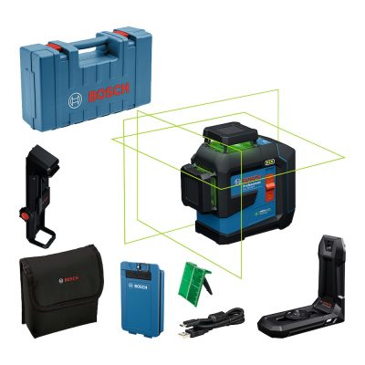 Nivel Láser Bosch GLL 80-33 G de 3 Líneas Verdes 360° con Batería de 3.0 Ah