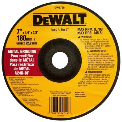 Disco de desbaste DeWalt DW4719 7" x 6 mm x 7/8" para metal