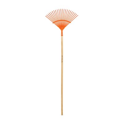 Escoba metálica para jardín, curva, 22 dientes, mango 48"