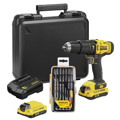 Combo Taladro Percutor Stanley SCD711C2K-K3 20V + Set de Accesorios 27 Piezas