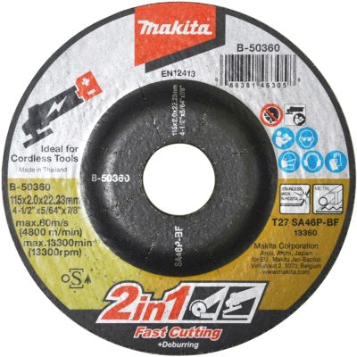 Disco de corte y desbaste Makita B-50360 de 4-1/2" x 2 mm para metal e inoxidable