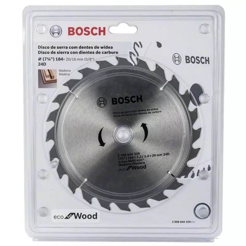Disco de Sierra Circular Bosch Eco 2608.644.329-000 de 7 1/4" con 24 Dientes para Madera