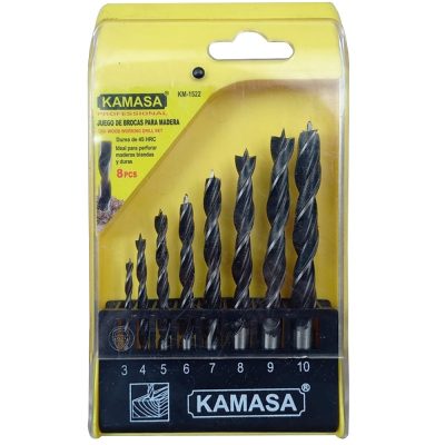 Juego de Brocas Kamasa KM1522 8 Piezas 3-10 mm Espiral para Madera
