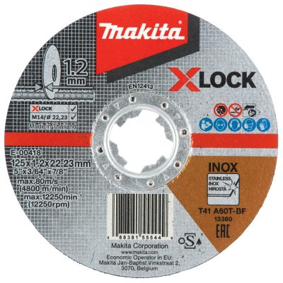 Disco de Corte 5 pulgadas x 1.2mm X-Lock para Acero Inoxidable Makita E-00418