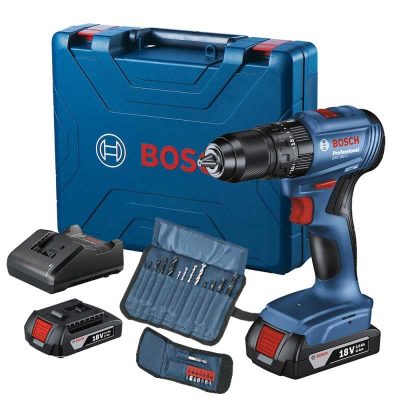 Taladro percutor inalámbrico Bosch GSB 185-LI 18V brushless de 1/2" con 2 baterías y cargador