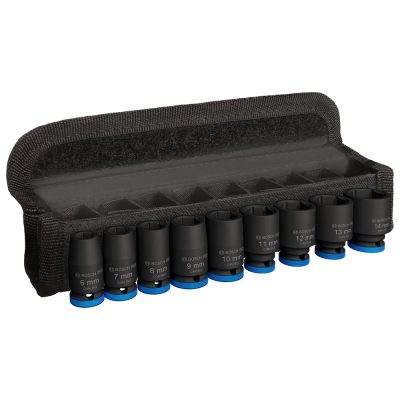 Juego de dados de impacto cortos Bosch 2608.003.034 encastre 1/4" — 9 piezas de 6 a 14 mm