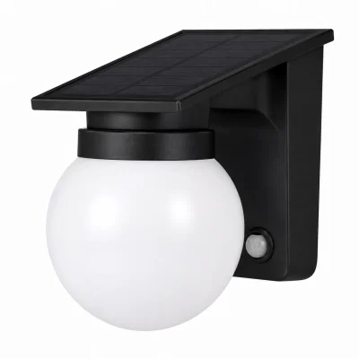 Aplique solar de pared tipo globo 1W con sensor de movimiento NUVORA SP-1