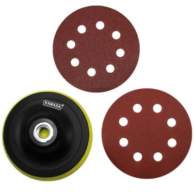 Set de Lijas Kamasa KM1303 115 mm con Plato Velcro y 5 Granos