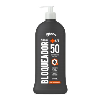 Bloqueador solar SPF 50 PALMERA frasco con dispensador de 1 litro