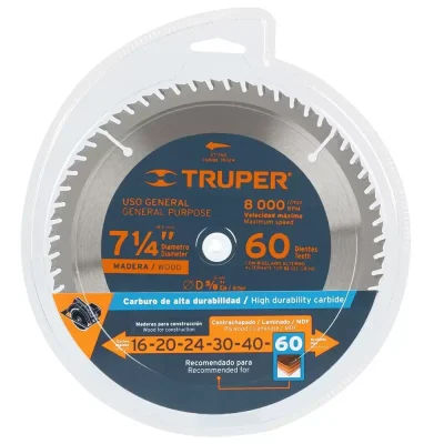 Disco de Sierra Circular Truper 18324 7 1/4" x 60D para Madera