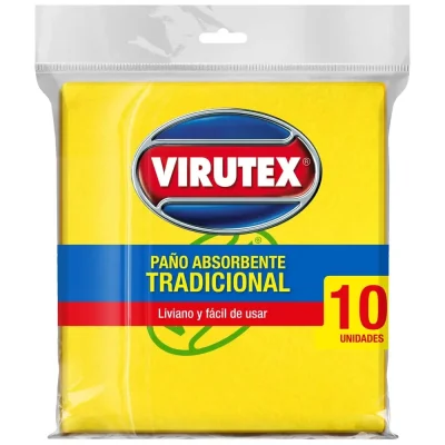 Paño Absorbente Tradicional Amarillo Virutex x 10 unidades