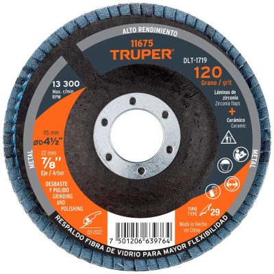 Disco Flap Truper 11675 4 1/2" Grano 120 para Metal
