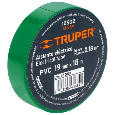 Cinta Aislante Verde 19mm x 18m Truper 12502